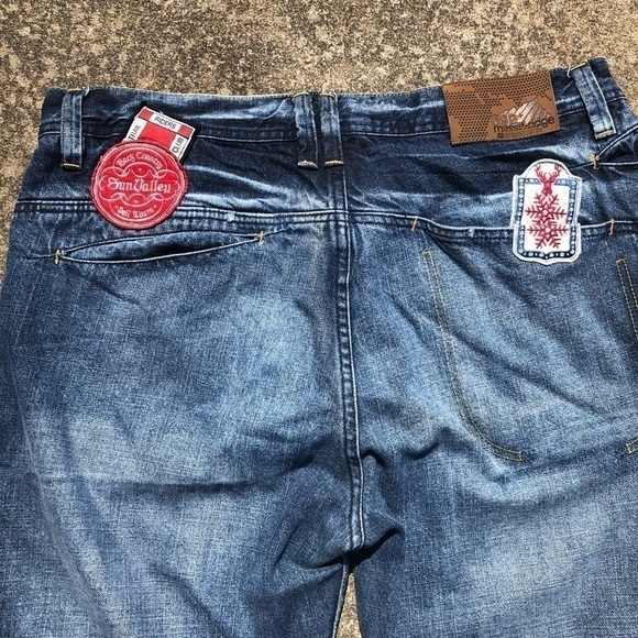 VTG Phat Farm Patchwork Mens 90’s Jeans Pant Patch 38 X 33 Distressed Straight - Picture 8 of 12